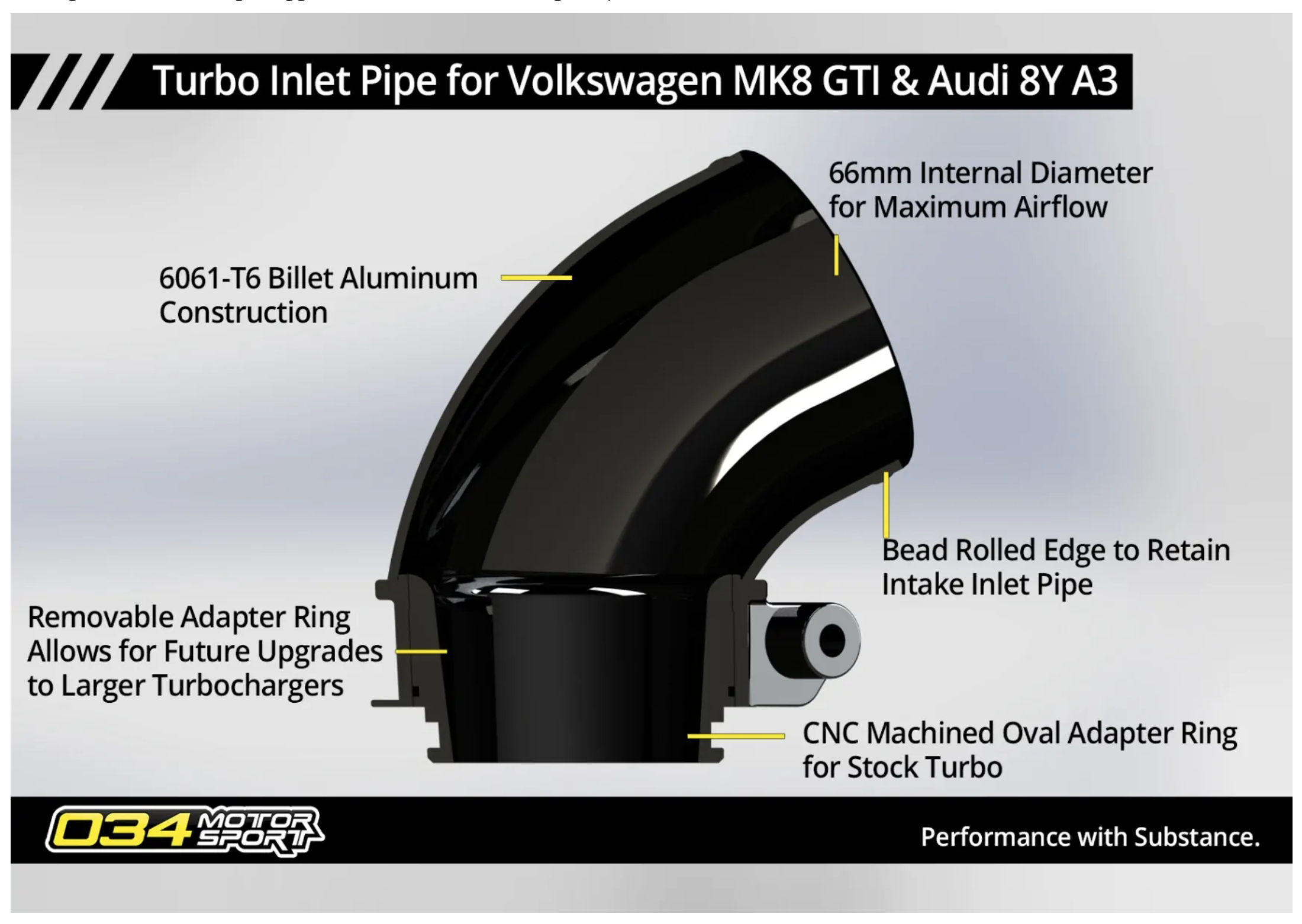 034Motorsport Turbo Inlet, Volkswagen MK8 GTI EA888.4 / Audi A3 8Y-3