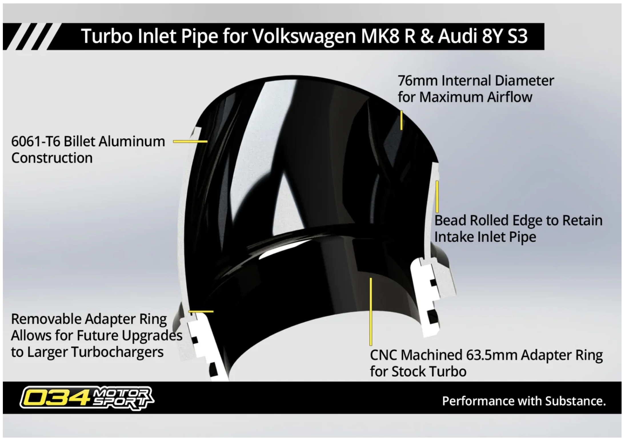 034Motorsport Turbo Inlet, Volkswagen MK8 Golf R / Audi 8Y S3 EA888 Gen4-3