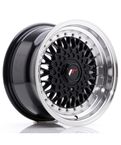 JR Wheels JR9 15x8 ET20 4x100/108 Gloss Black w/ Machined Lip