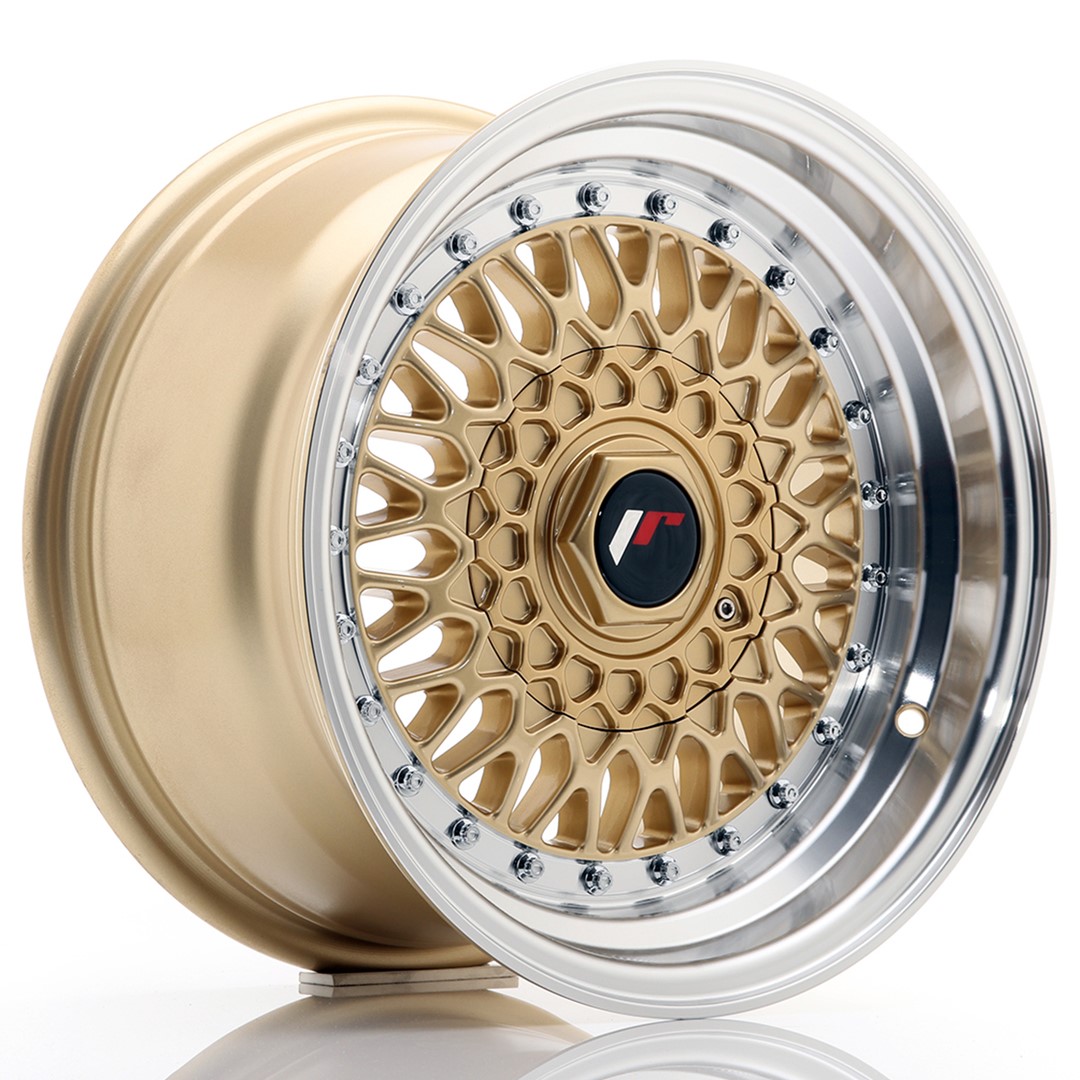 JR Wheels JR9 15x8 ET20 (Custom PCD) Gold w/ Machined Lip