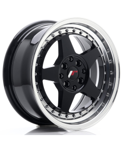 JR Wheels JR6 16x7 ET35 4x100/114 Glossy Black w/Machined Lip