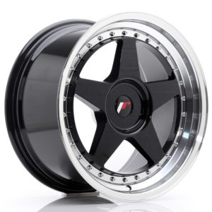JR Wheels JR6 18x9,5 ET20-40 (Custom PCD) Glossy Black w/Machined Lip