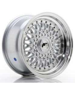 JR Wheels JR9 15x8 ET20 4x100/108 Silver w/ Machined Lip+Silver Rivets