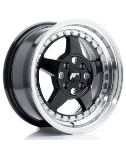 JR Wheels JR6 15x7 ET35 4x100 Gloss Black w/ Machined Lip