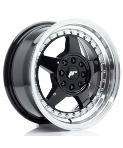 JR Wheels JR6 15x7 ET25 4x100/108 Gloss Black w/ Machined Lip