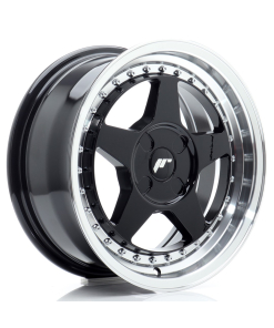 JR Wheels JR6 16x7 ET20-35 4H (Custom PCD) Gloss Black w/ Machined Lip
