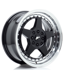 JR Wheels JR6 16x7 ET25 4x100/108 Gloss Black w/ Machined Lip