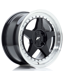 JR Wheels JR6 17x8 ET20-35 4H (Custom PCD) Gloss Black w/ Machined Lip