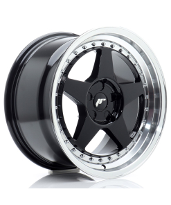 JR Wheels JR6 17x9 ET20-35 5H (Custom PCD) Gloss Black w/ Machined Lip