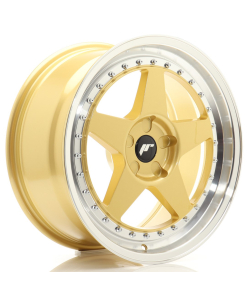 JR Wheels JR6 18x8 ET20-35 5H (Custom PCD) Gold w/ Machined Lip