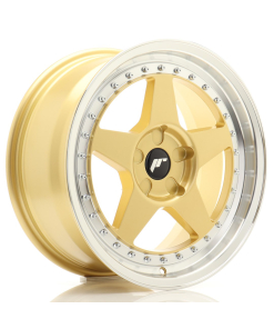 JR Wheels JR6 17x8 ET20-35 5H (Custom PCD) Gold w/ Machined Lip