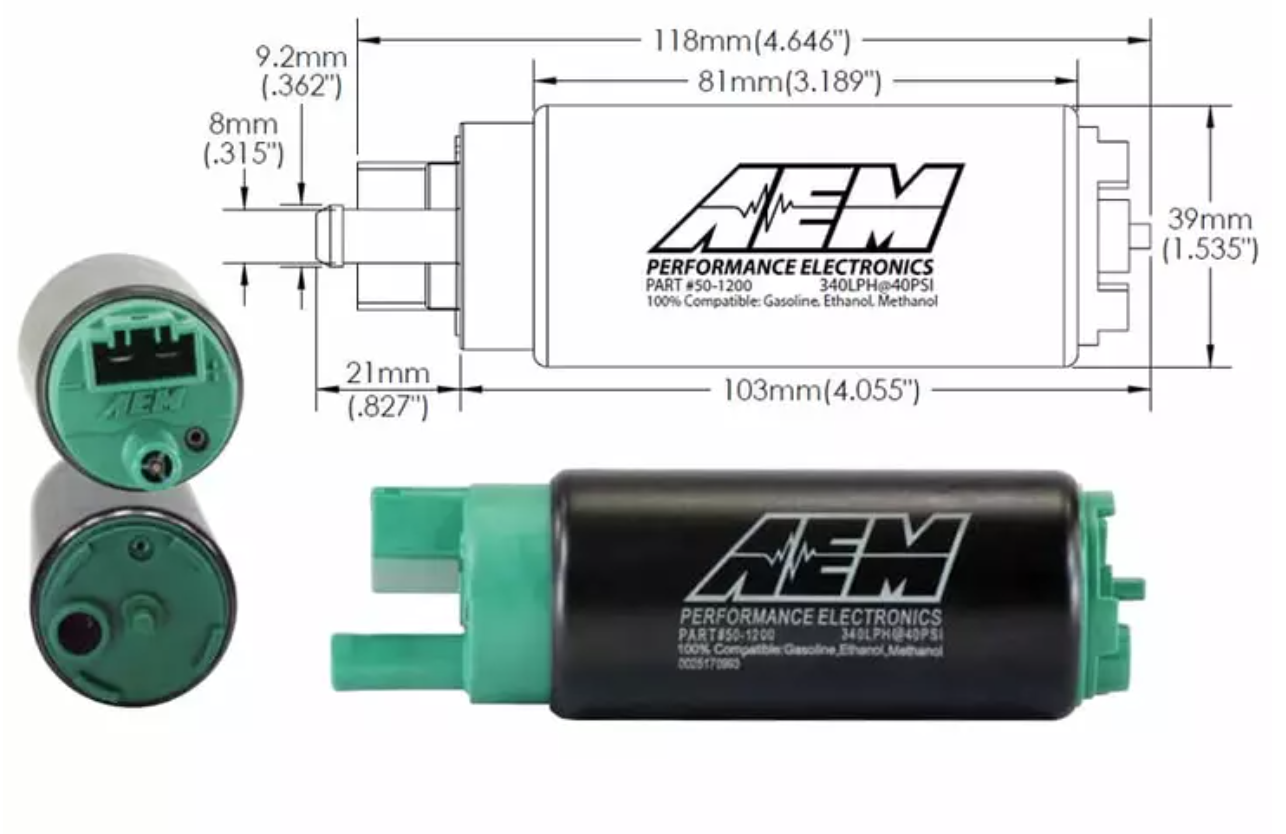 AEM 340lph E85 polttoainepumppu (50-1200)-5