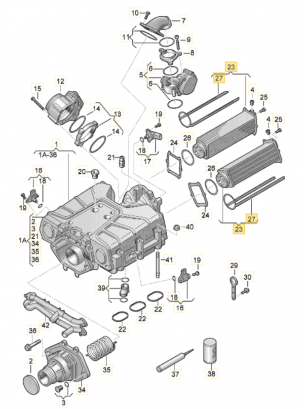Audi 3.0TFSI drawing, parts representation