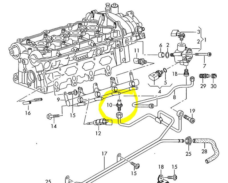 2.0 TFSI EA113 päivitetty PRV paineventtiili polttoainekiskolle-2